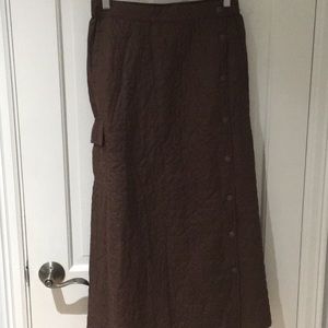 Brown quilted button wrap skirt